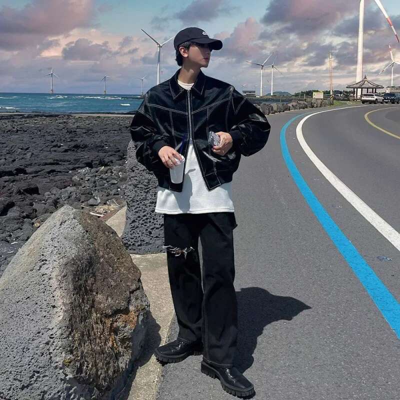 American Retro Cool Stylish Premium Jacket, Korean Version for Spring and Autumn Youth, Casual Leather Coat Top