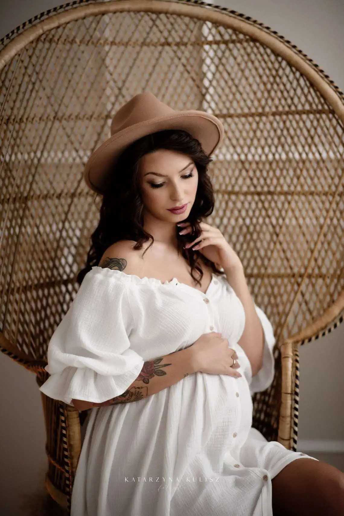 Linen Cotton Floor Mopping Dress Photo Shooting Pregnancy Bohemian Dress Maternity Photography Props Photoshoot Clothing X2502241