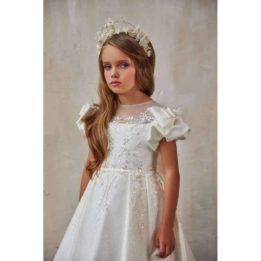 Sleeves Cap Wer Girl For Weddings A E Scoop Appliques Beaded Long First Communion Dresses Little Customized Ppliques