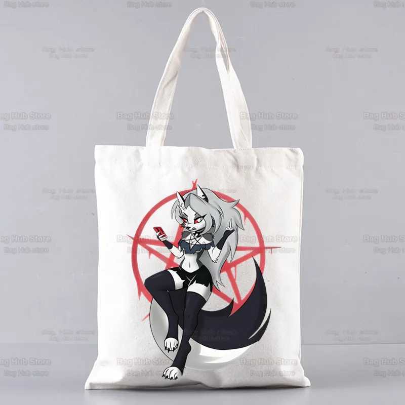 Cartoons Helluva Boss Women Shopping Bag Eco Reusable Female Tote Bag College Handbag Large Ladies Shoulder Shopper Bag Z250224