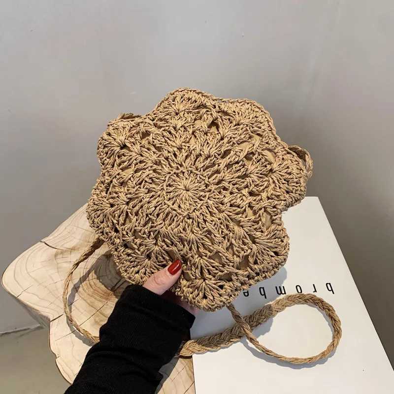 Summer Octagon Straw Bag Women Handmade Small Crossbody Bag Travel Beach Bag Round Messenger Bag Clutch Outing Ladies Handbag