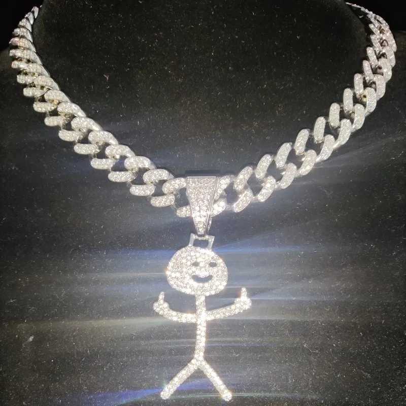 Mens Hip Hop Stickman Middle Finger Pendant Necklace Fashion HipHop d Out Bling Funny Pendants Necklaces Charm Jewelry X250224
