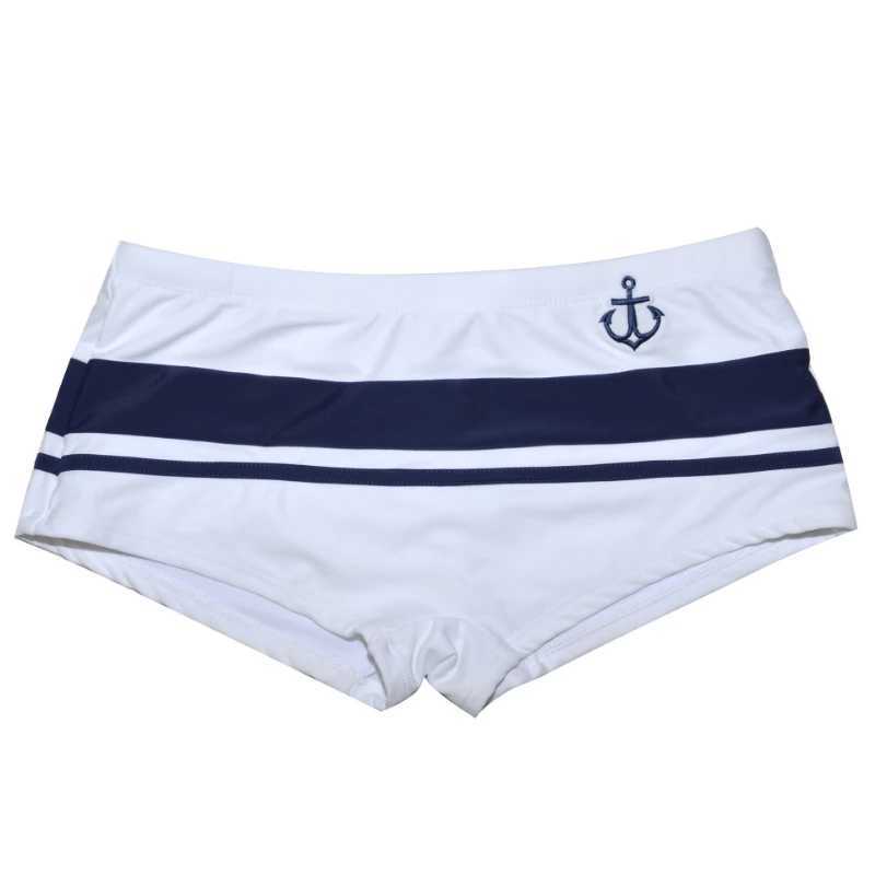 Swimwear Men Sexy Swimming Trunks Mens Boxer Waist Mosaic Swim Stripe Beach Board Shorts Suit Man Bikini Swimsuit BeachwearXJ250224