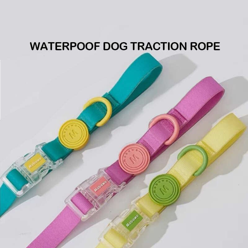 DHpet Waterproof Dog Leash with PVC Coating - Available in Green/Yellow/Pink - S/M/L Sizes for 5-30kg Dog - Stain & Odor Resistant, Multi - functional