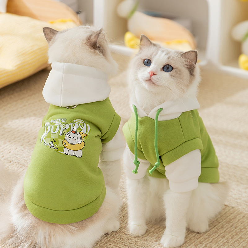 Trendy and Cool Drawstring Hoodie Pet Clothes for Cats like British Shorthair Kittens, Hairless Cats, and Dogs