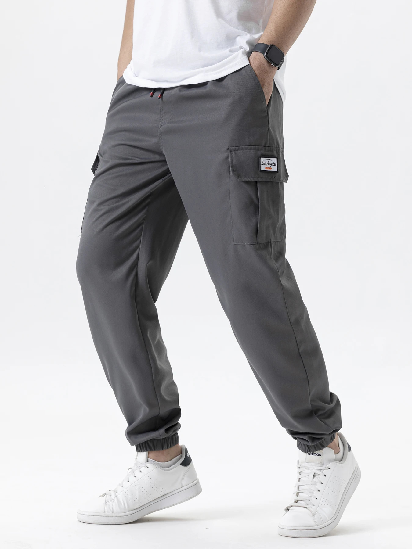 Mens Cargo Pants Thin Trousers Outdoor Casual Wearable Running Cycling Multi-pocket Workwear Pants Sweatpants 250225