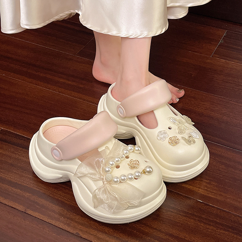 New free shipping designer slippers for womens pink white blue Summer fashion thick soled sandals with toe caps for wearing outside