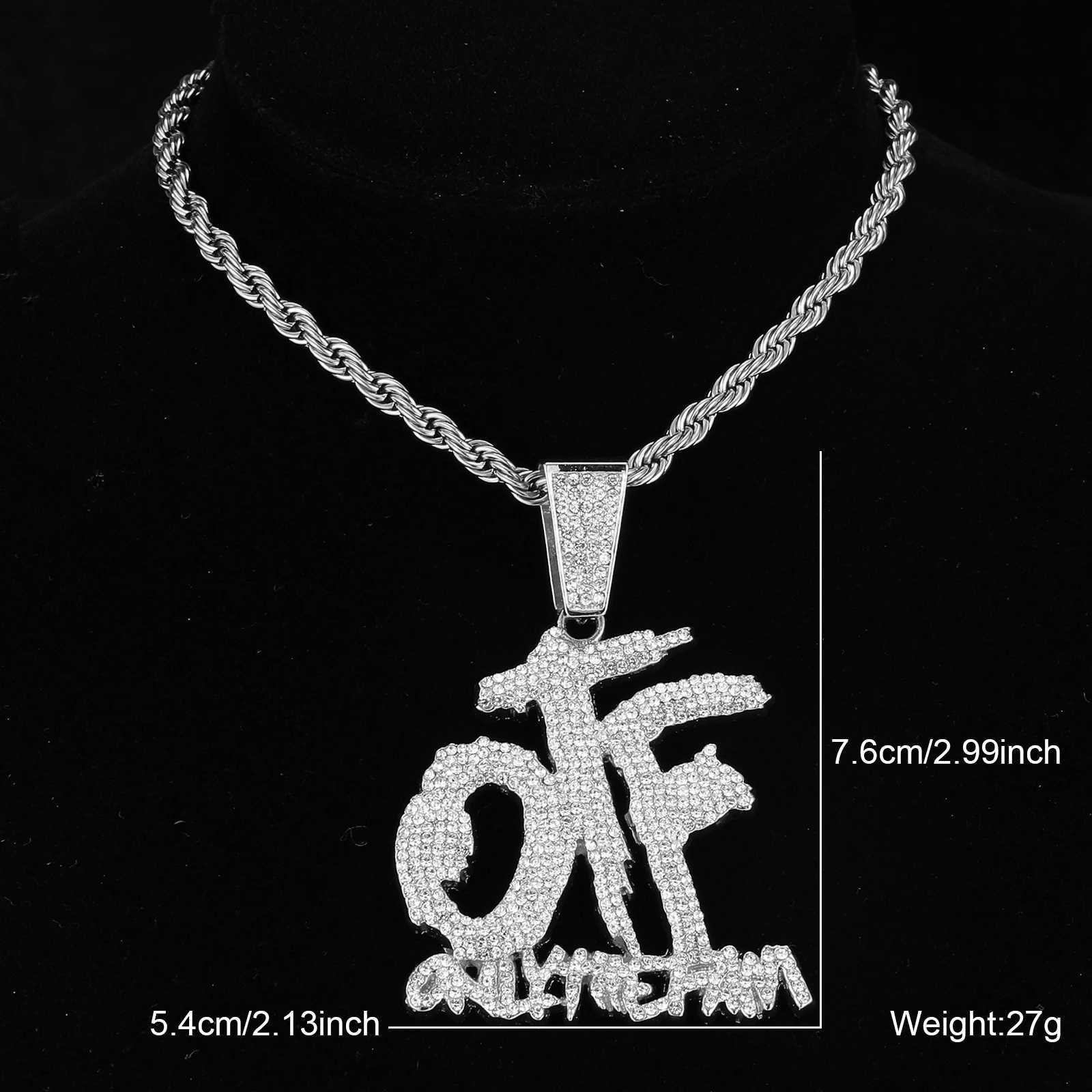 HIP HOP Bling d Out OTF Letter Pendant Cuban Necklace for Wen Men Shiny Rhinestone Zircon Necklace Rappers Jewelry X250224