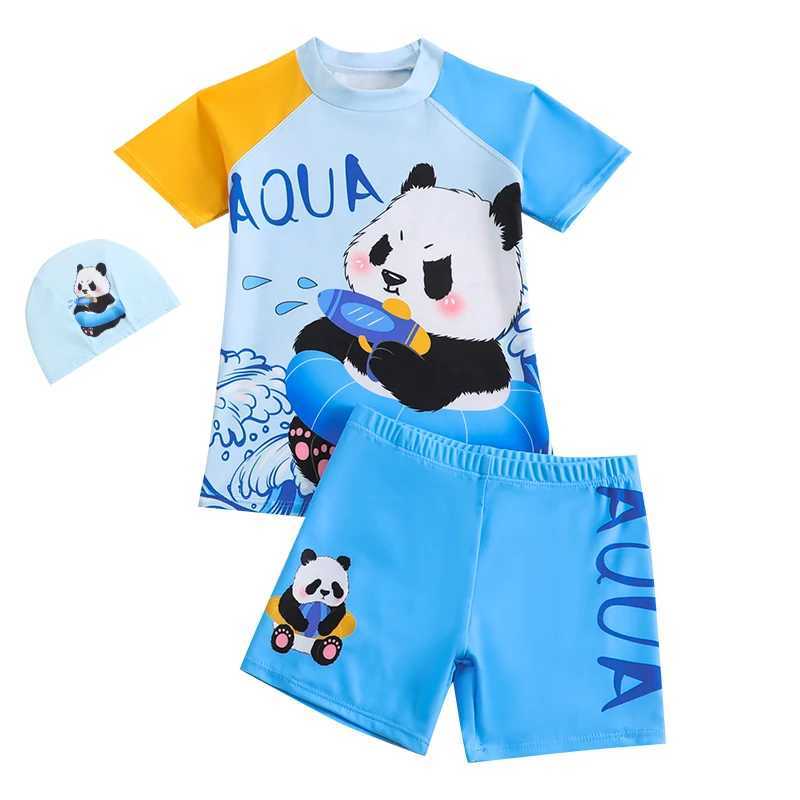 Childrens Long Sleeve Swimsuit Boy Split Cartoon Summer Sunscreen Quick Drying Small Kids Seaside Vacation Set X250224