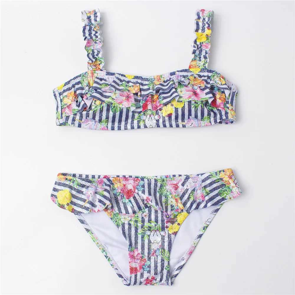 Multi style childrens bikini set 2025 new printing girls childrens swimsuit summer childrens Biquini baby swimsuit A369 X250224