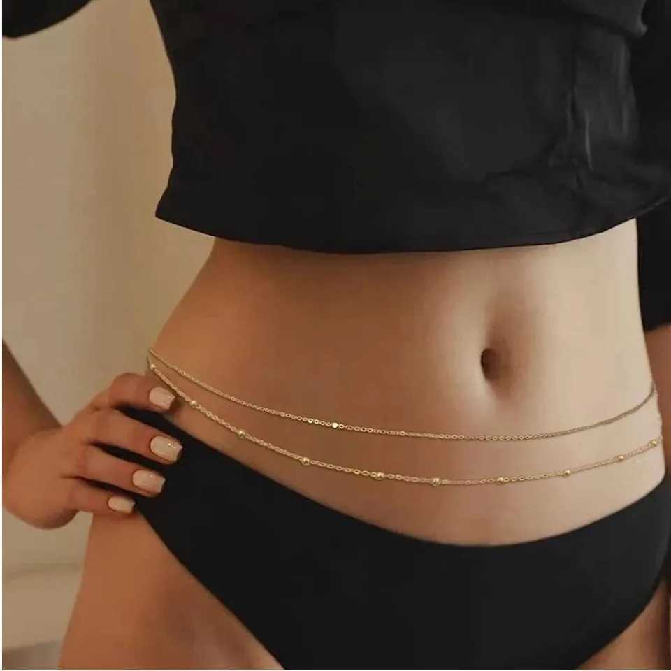 HipHop New Design Doub Belly Chain Women Y2K Beach Bikini Waist Chain Body Jewelry With Egant AccoriesXJ250224