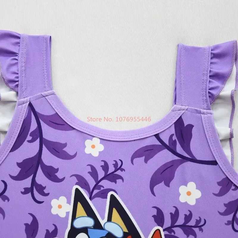 2024 New CHIldrens One-Piece Swimsuit Animation Cute Bingo Family Girl Ruffled One-Piece Swimsuit Girl Heart Gift X250224