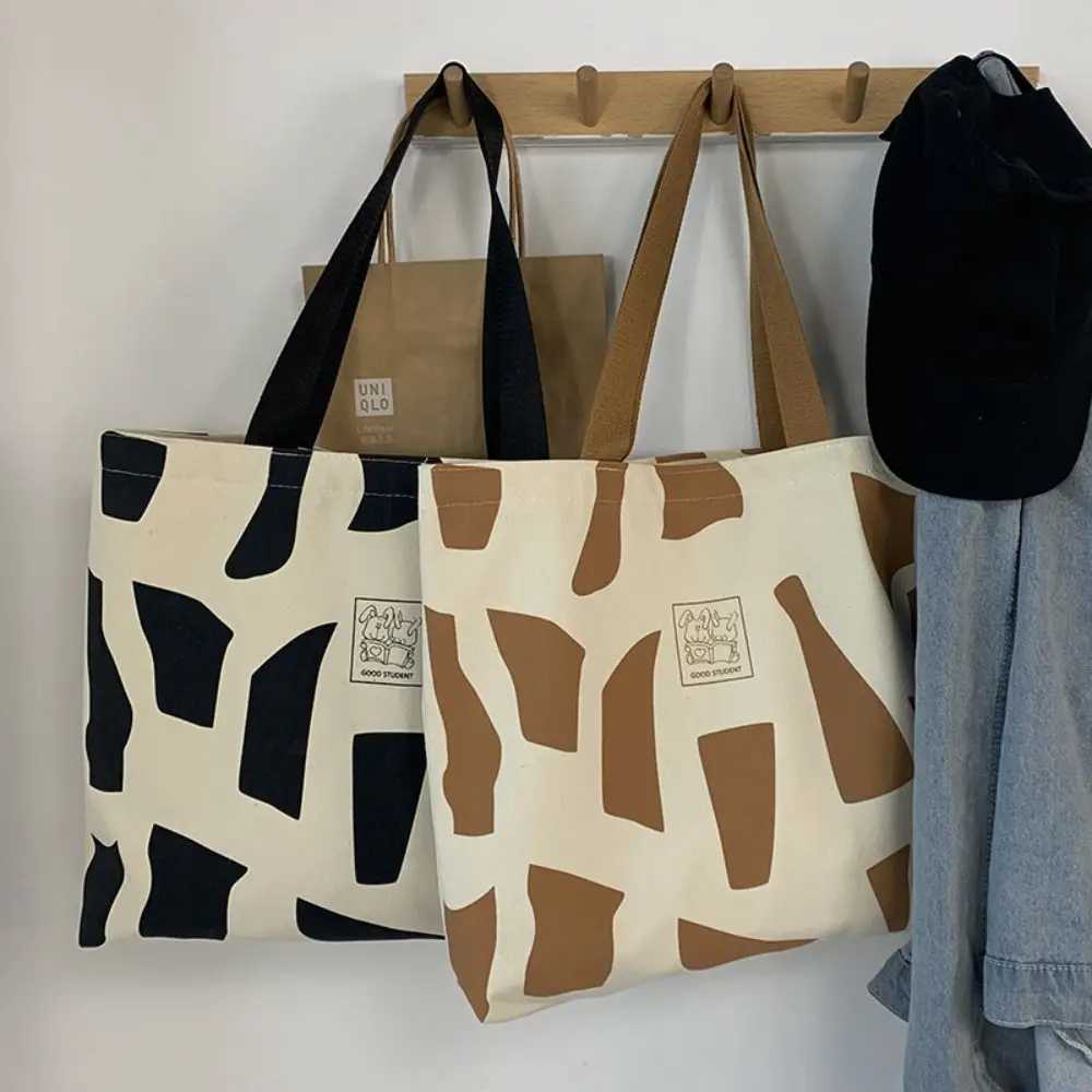 Reusable canvas handbag fashionable and lightweight soft canvas bag fully matched with large capacity shopping bag Z250224
