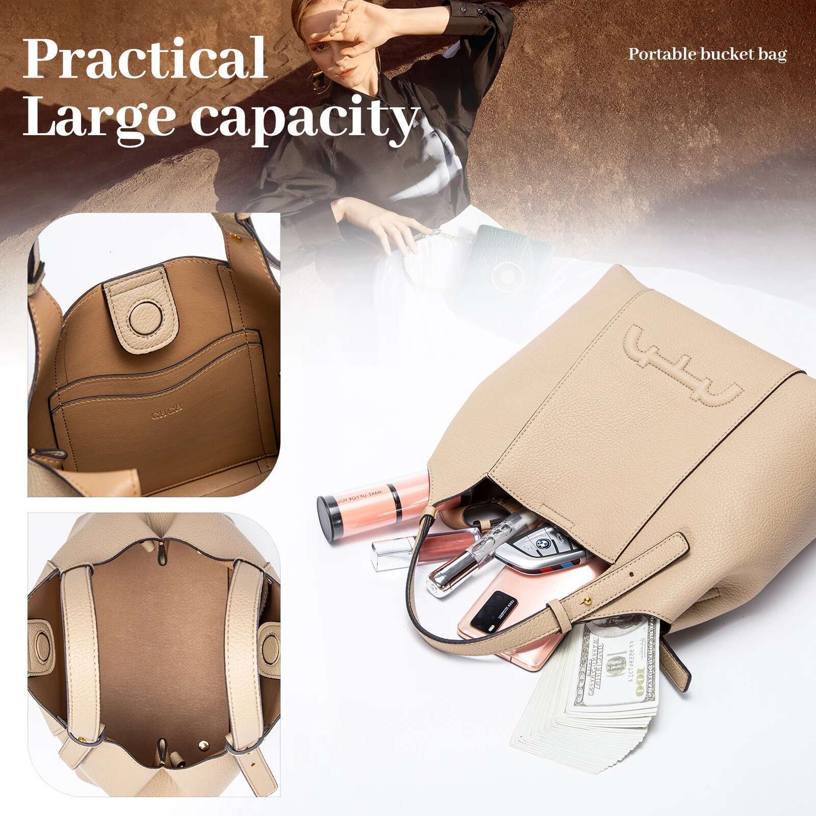 Retro Style New 2024 Solid Color Shoulder Bag Versatile Commuter Women's Large Capacity Handbag