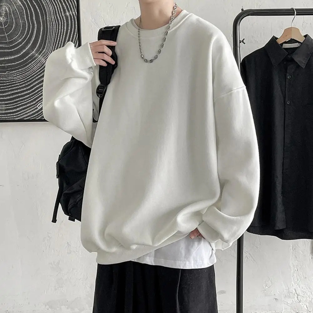 Men Fall Sweatshirt Pullover Cozy Unisex Thick Warm Stylish Mens Fallwinter Top for Couples Loose 250224