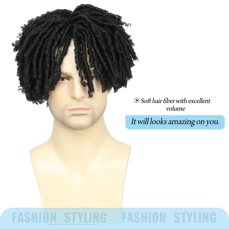 Short Crochet Wigs Synthetic Clips in Hair Toupee Afro Synthetic Braided Half Wig Dreadlock Hairpieces For Men Women 250224