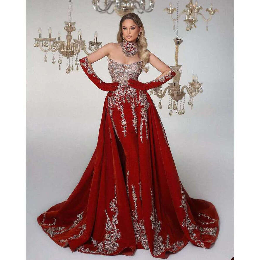 Gorgeous Evening Dresses Mermaid Strapless Rhies Crystals Backless Prom Gown Party Dress Vestido De Noite Custom Made