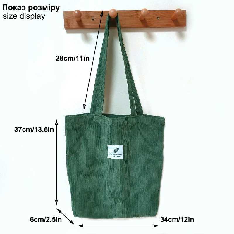 Corduroy Womens Shopping Bag 2024 Womens Casual Handbag Soft Reusable Fabric Affordable Shopping Bag Shoulder Handbag Z250224