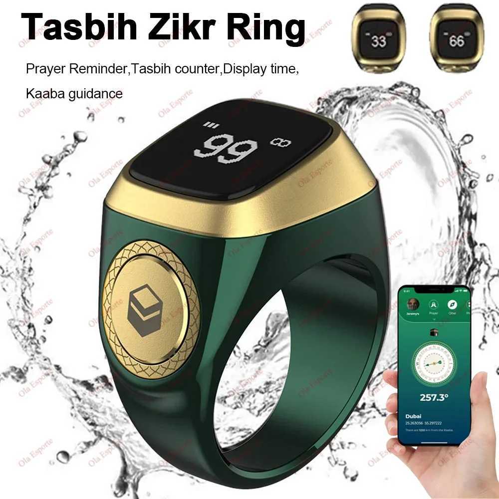Iqibla Smart Tasbih Tally Counter for Muslims Zikr Ring Digital Tasbeeh 5 Prayer Time Vibration Reminder Waterproof Qibla Subhah W250225