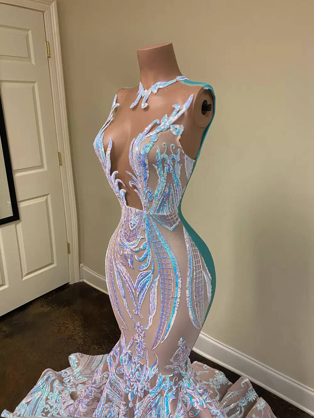 Glitter Sequined Mermaid Prom Dresses African Pageant Occasion Gown Illusion Neck Sleeveless Chic Black Girls Evening Dress 2025