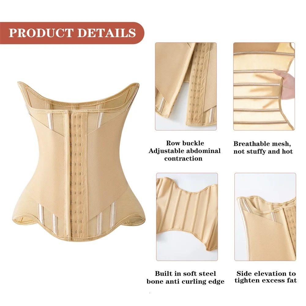 MiiOW U-shaped Waist Trainer Corset Women Buttoned Shapers Breast Lifted Waist Trainer Steel Bone Slimming Breathable Shapewear 250224