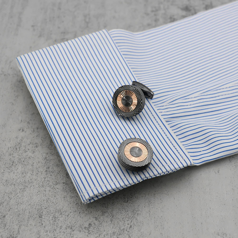 High Quality Brass Material French Shirt Cufflinks Light And Elegant Double-Layer Electroplated Contrasting Color 250220