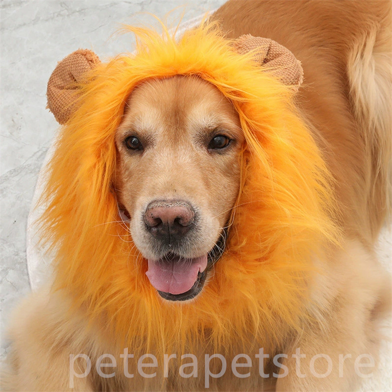 Pet dog funny plush lion head cover golden retriever funny transformation costume corgi wig pet hat