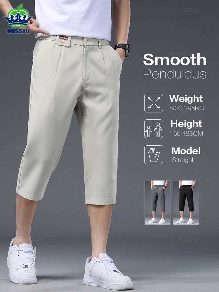 Brand Clothing High-Quality Business Suit Calf-Length Pants Men Pendulous Smooth Solid Color Straight Office Formal Shorts W250225