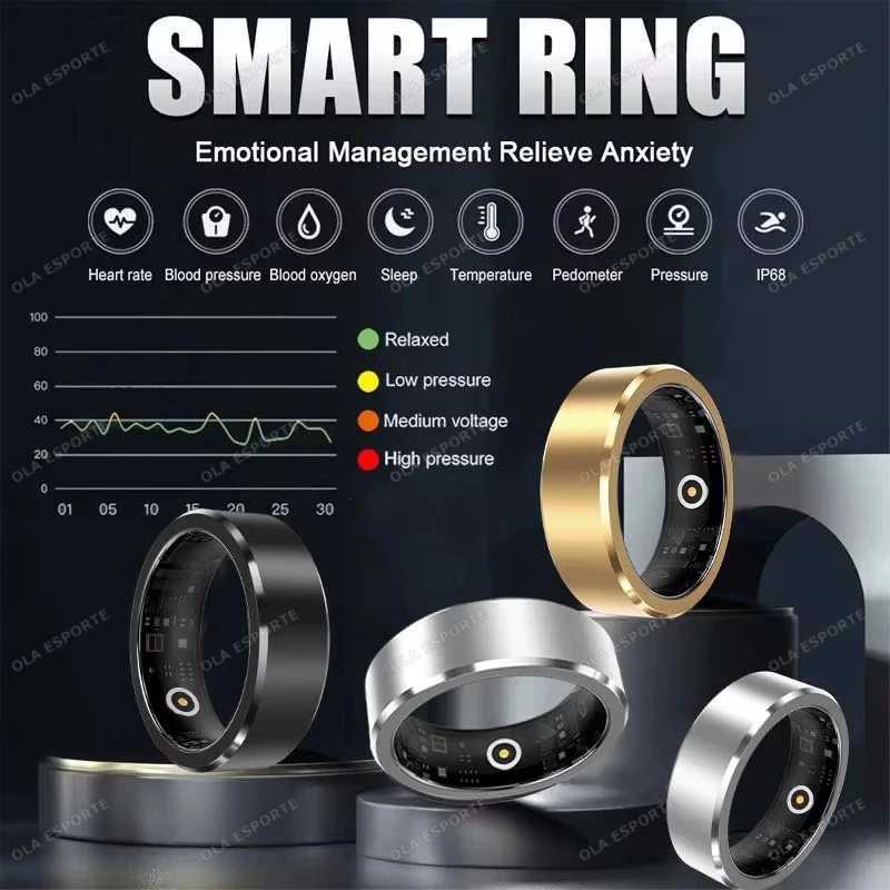 New 5ATM Waterproof Smart Ring Men Women Temperature Detection Health Monitoring Pressure Measurement Gesture Control Smartring W250225