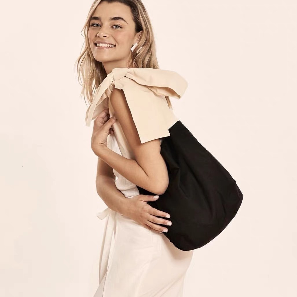 Spanish Bow With Contrasting Straps, Adjustable Back, French Style Shoulder Dopamine Armpit Bag, Cloth Bag designer handbags women