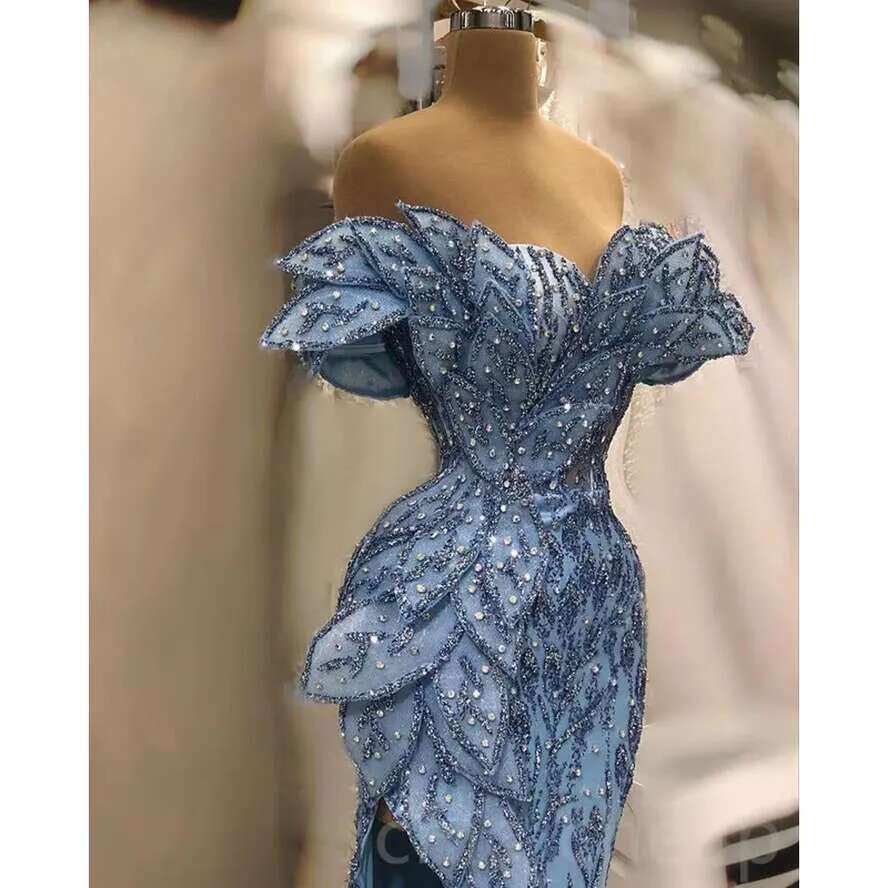 Aso April Ebi Sequined Lace Prom Beaded Mermaid Sexy Evening Formal Party Second Reception Birthday Engagement Gowns Dress Robe De Soiree Zj Bc