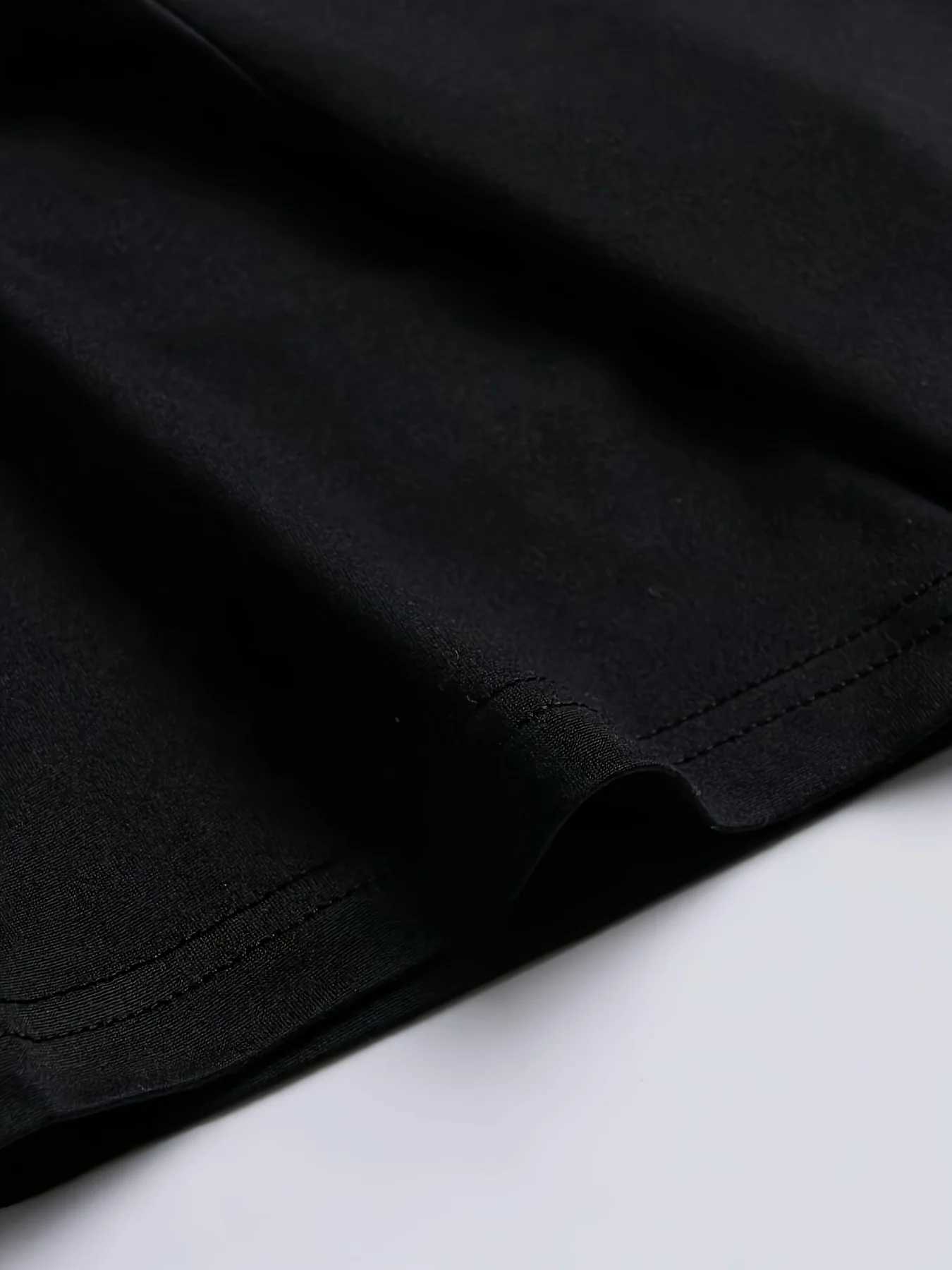 Summer black sexy dress Womens Suower Print Casual Slim Fit Sveless Round Neck T-shirt Mini DressXJ250224