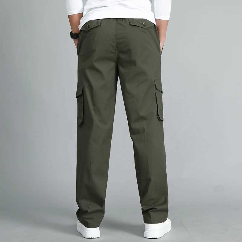 Summer Mens Khaki Pants Plus Size Straight Fit Big Sizes 5XL Side Pockets Wide Leg Cotton Black Cargo Pants Work Trousers Male W250225