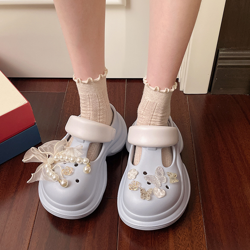 New free shipping designer slippers for womens pink white blue Summer fashion thick soled sandals with toe caps for wearing outside
