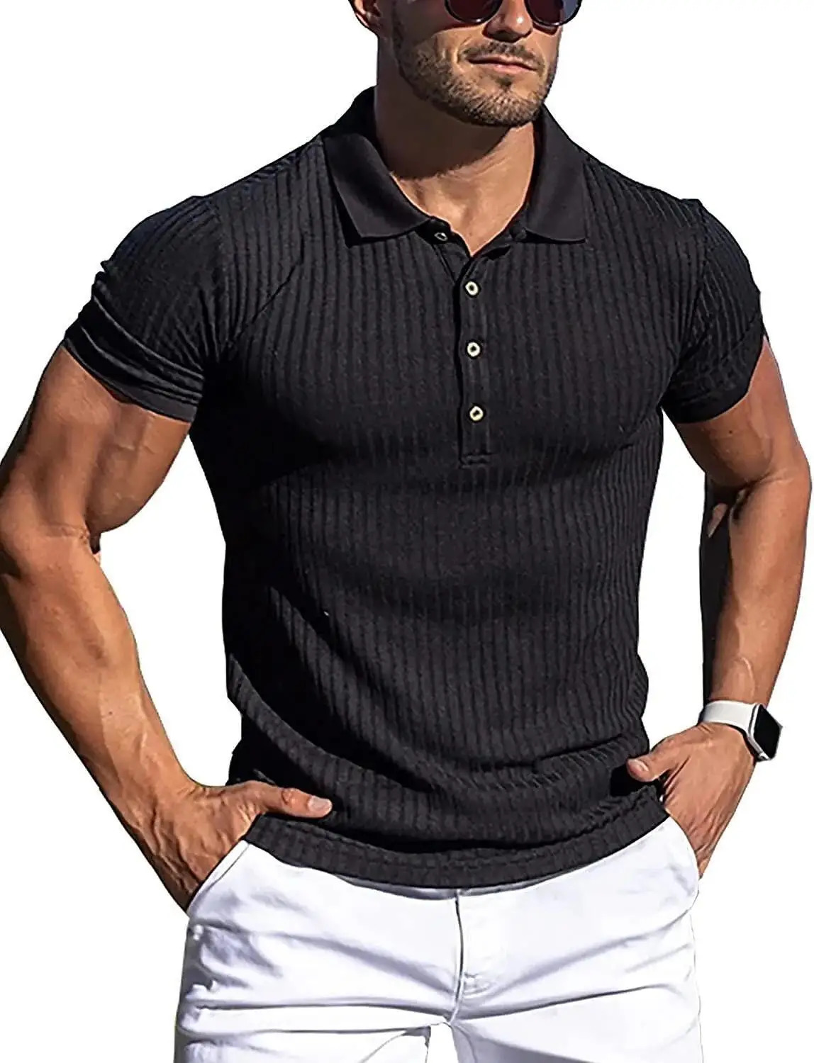 Mens polo shirt solid color short-sleeved T-shirt sports leisure high quality fashion mens wear 250224