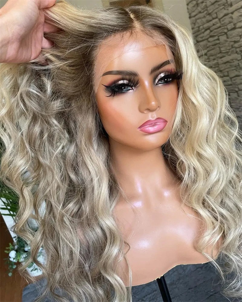 13x4 13x6 Ombre Blonde HD Transparent Loose Deep Wave Lace Front Wig Brazilian Water Wave Lace Frontal Wig Simulation Human Hair Wigs for Wome