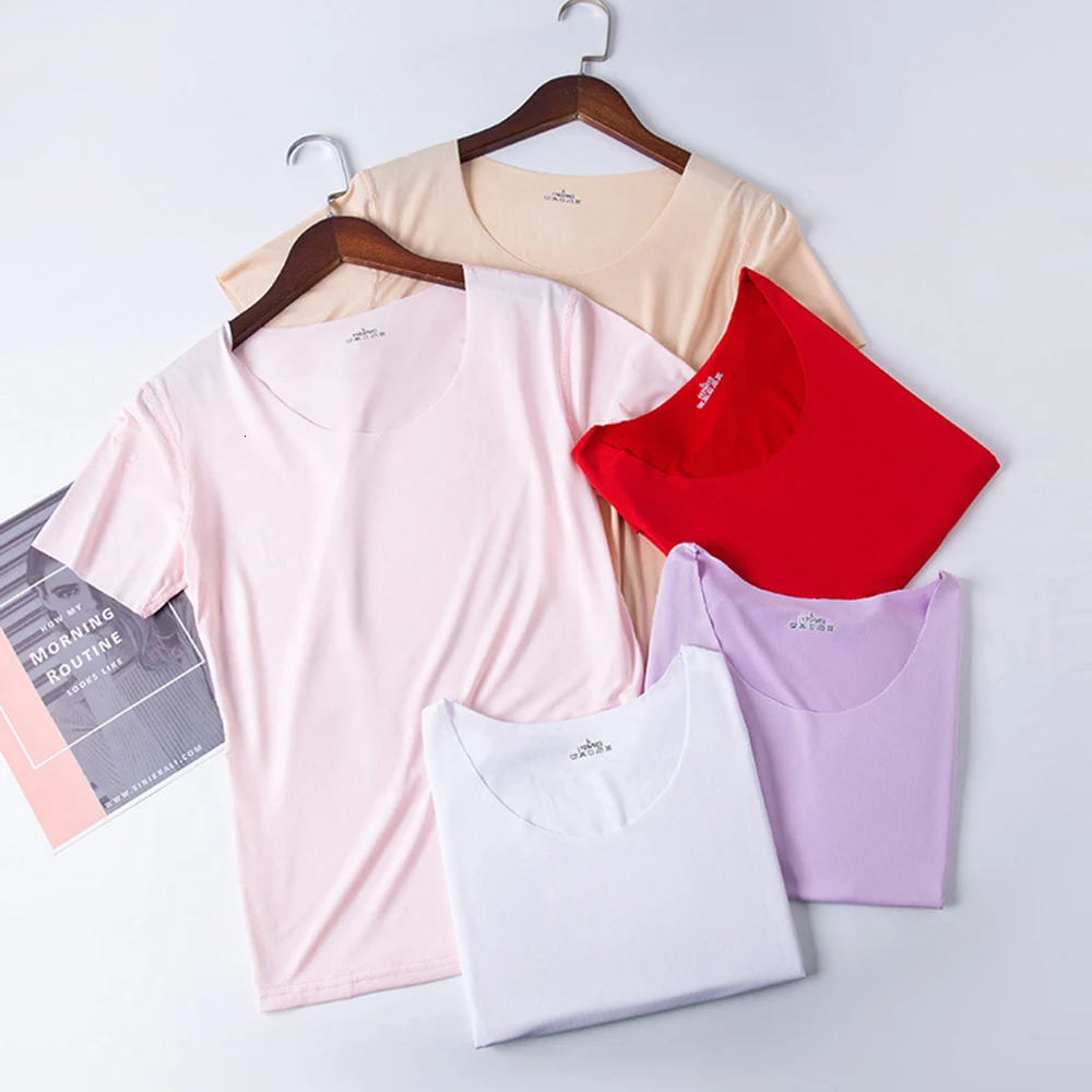Summer Women T-shirts Ice Silk T-shirt Vest Short Sleeve Tank Fashion Woman Blouses Slim y2k Tops Undershirt Woman Clothes 250225