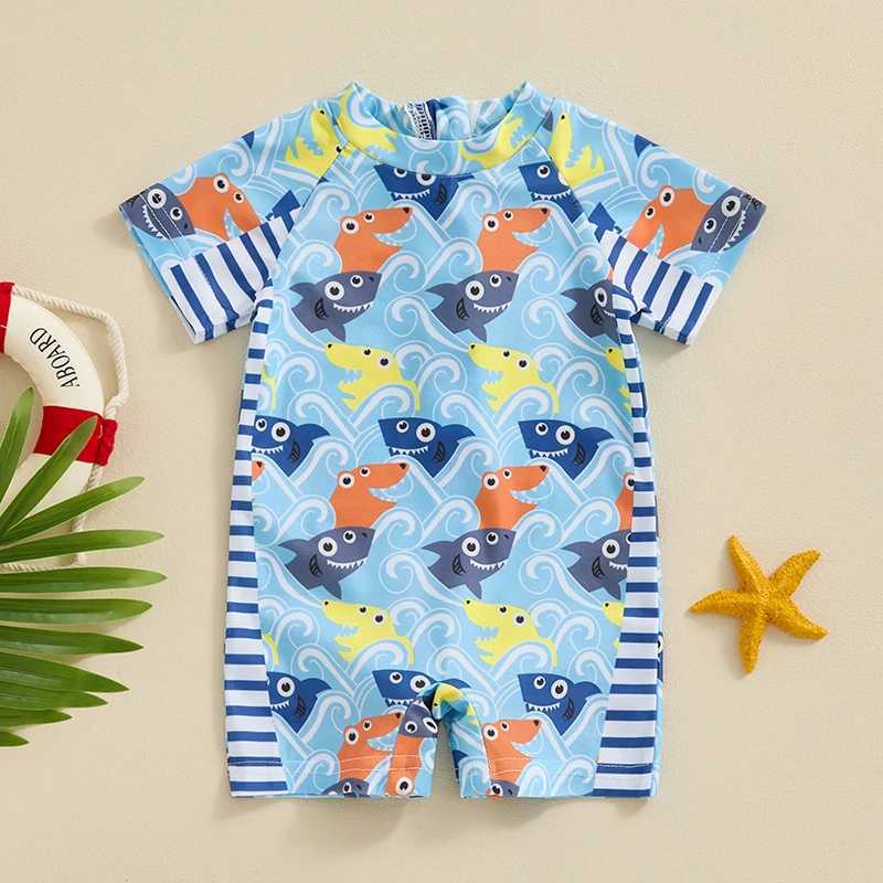0-3T Kids Boys Summer Swimwear Casual Dinosaur Print Short Sleeve Monokini Swimsuit Beachwear Bathing Suit X250224