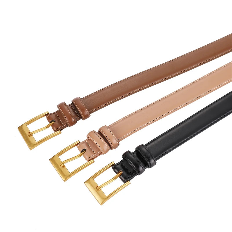 Leather Goods Womens Belt Fashion Leather Matching Jeans 2024 Decorative Suit Black Thin Waist Belt 250221