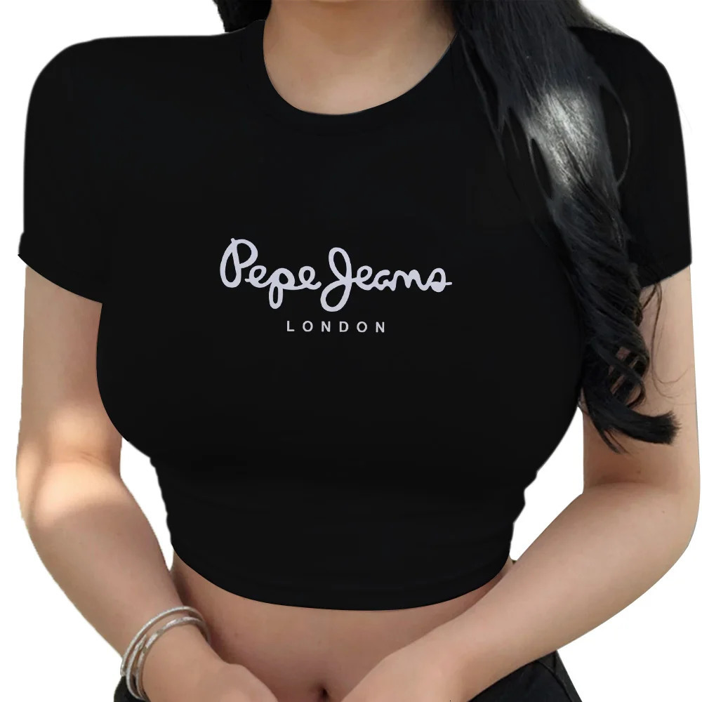 Fashion Streetwear Simple Versatile Womens Crop Top Summer Woman T shirts Casual Supershort Tshirt Daily Short Sleeve 250214