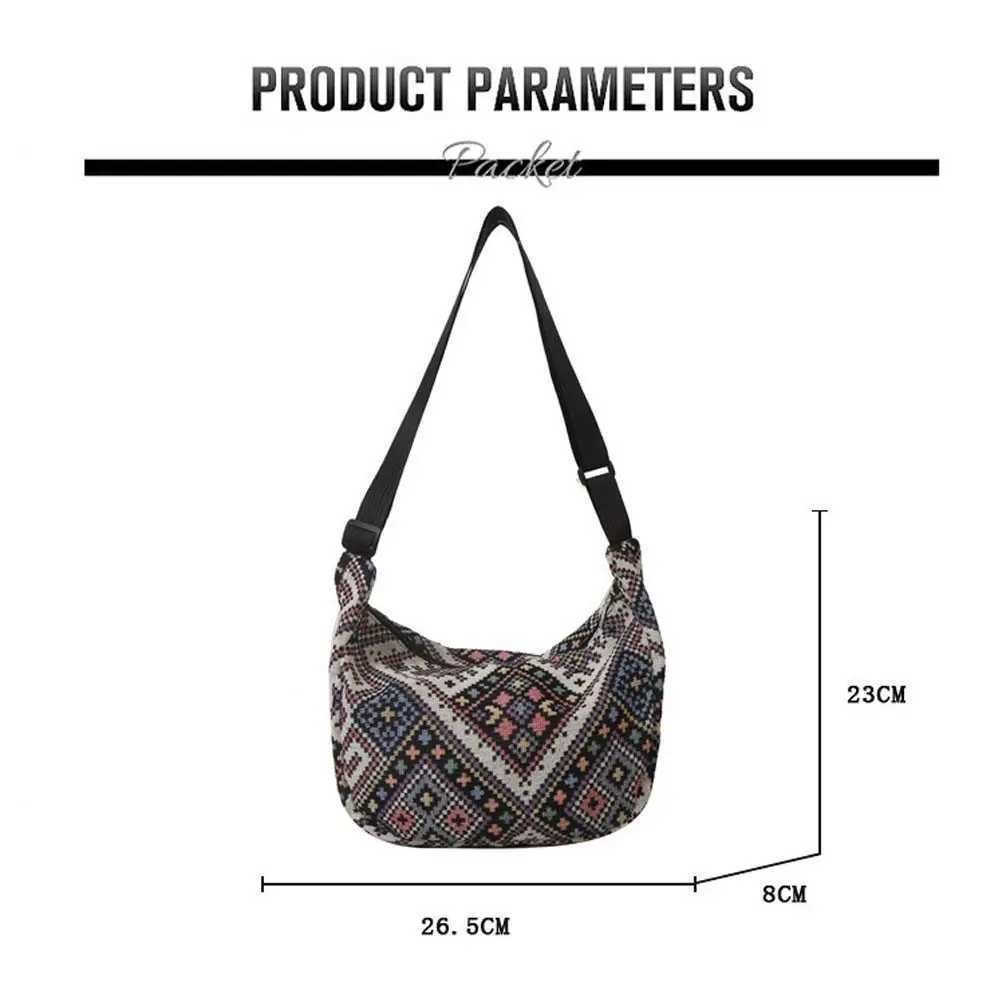 Womens large capacity shoulder bag student canvas national style handbag underarm messenger bag Z250225