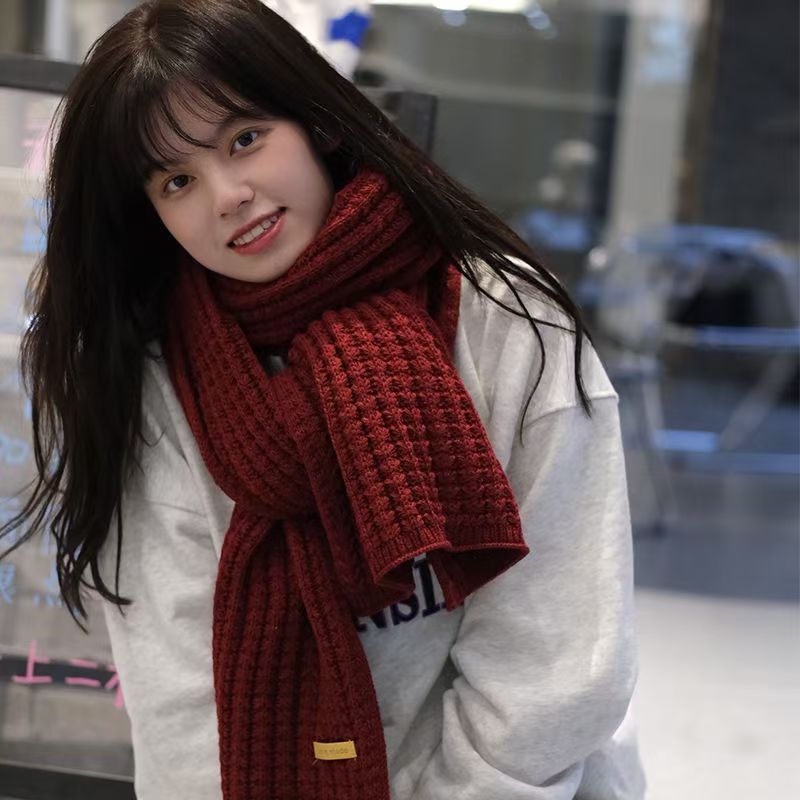 T172 wool knitted scarf for women, warm, Korean style, new style in winter, high-value, versatile, high-end neck scarf
