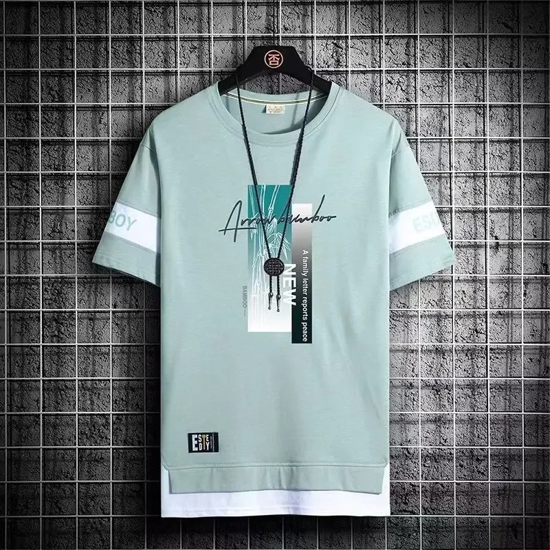 T Shirt for Men Set Summer Selling Mens Short Sleeved T-shirt Casual Versatile Half Sleeved Trend Color Blocking Top Tshirt 250225