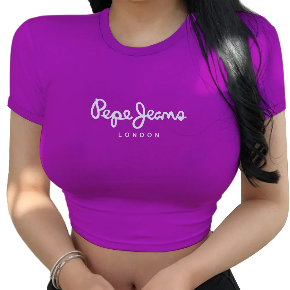 Fashion Streetwear Simple Versatile Womens Crop Top Summer Woman T shirts Casual Supershort Tshirt Daily Short Sleeve 250214