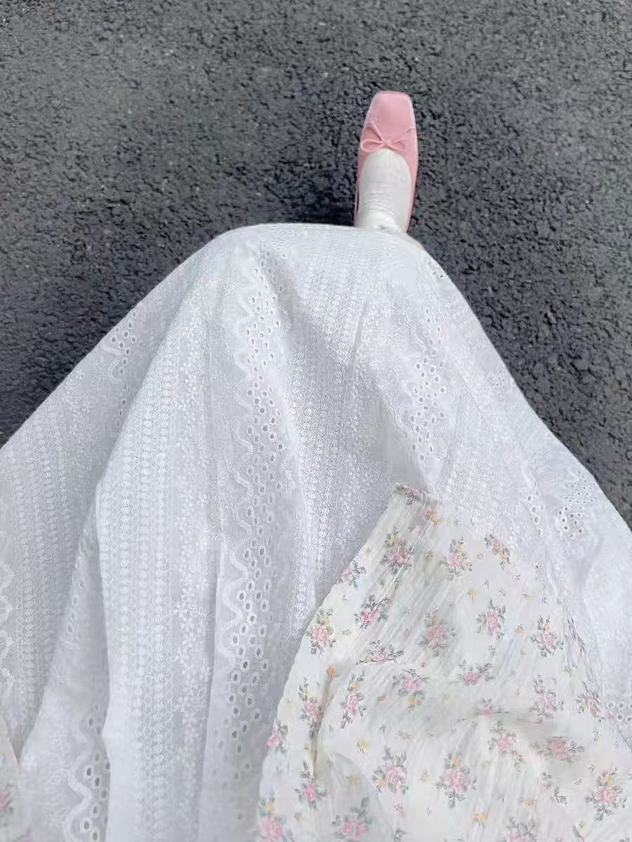 H51801 new French waist a-line suspender skirt female first love petite seaside vacation white dress