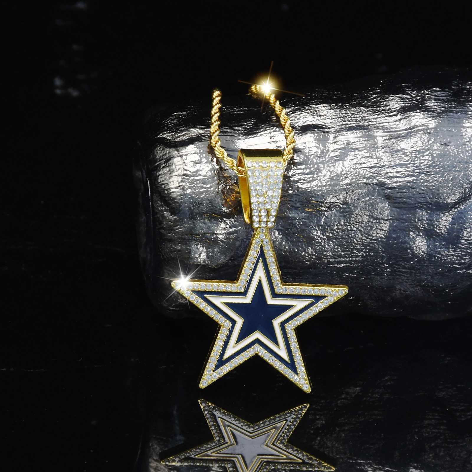 Hot Selling Icy Star Jewelry Stainless steel Twist Chain Football Cow and Boys Necklace for Men Rappers X250224