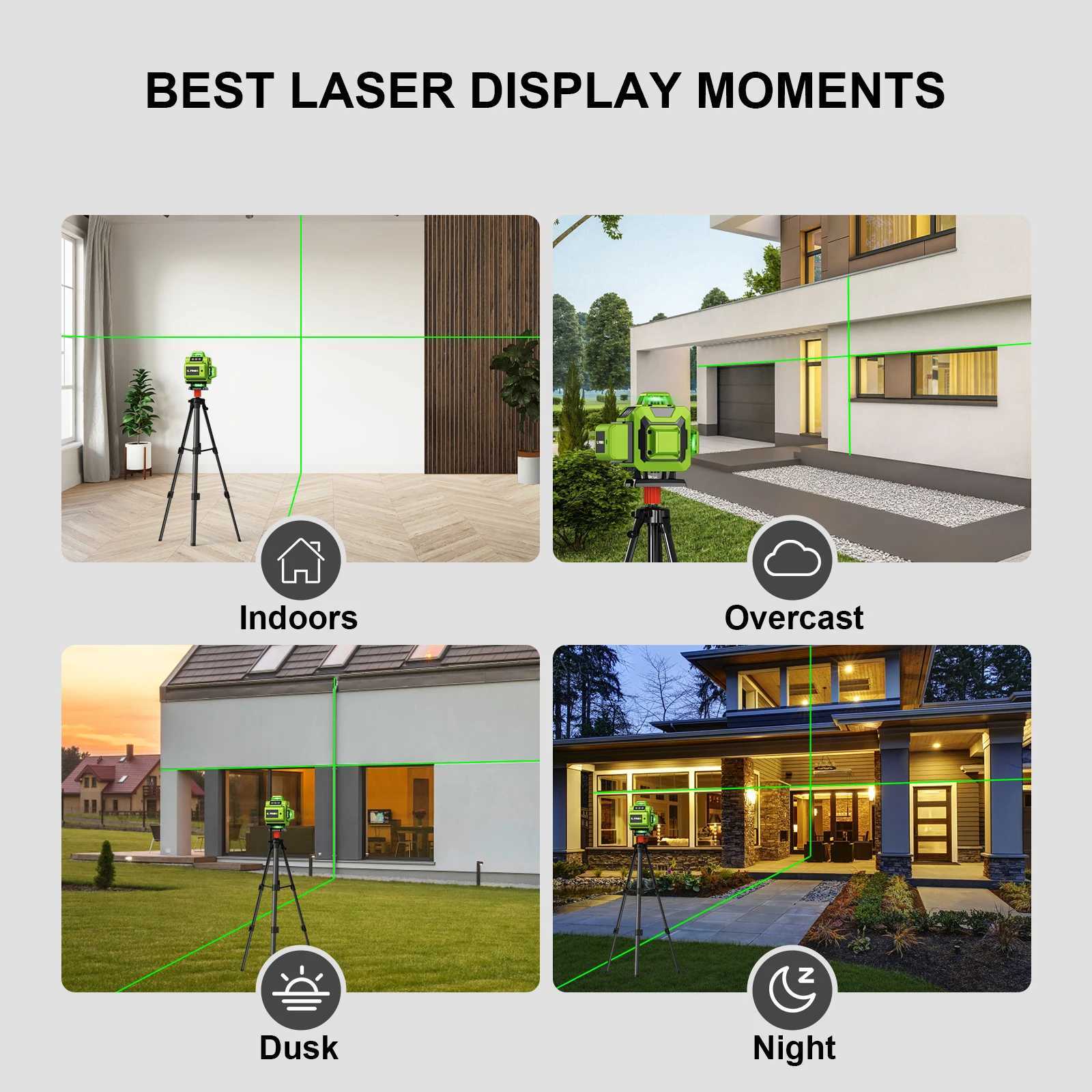 Lfine Laser Level 4D 16 Lines with 39.37 Inch (1M)Tripod Horizontal Vertical Green 360 Self-leveling Professional Level Laser X250225