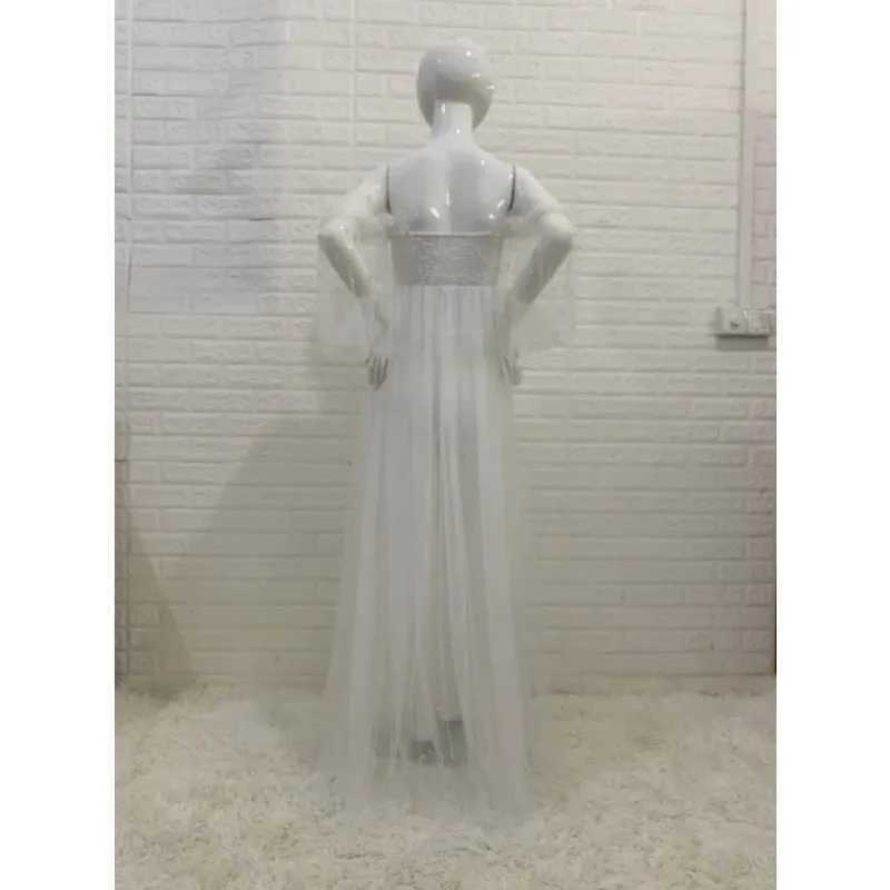 Maternity Photography Props Dress Dense Pearl White Yarn Maternity Photography Clothing Babyshower Gown Photo Shoot Pregnant X250224