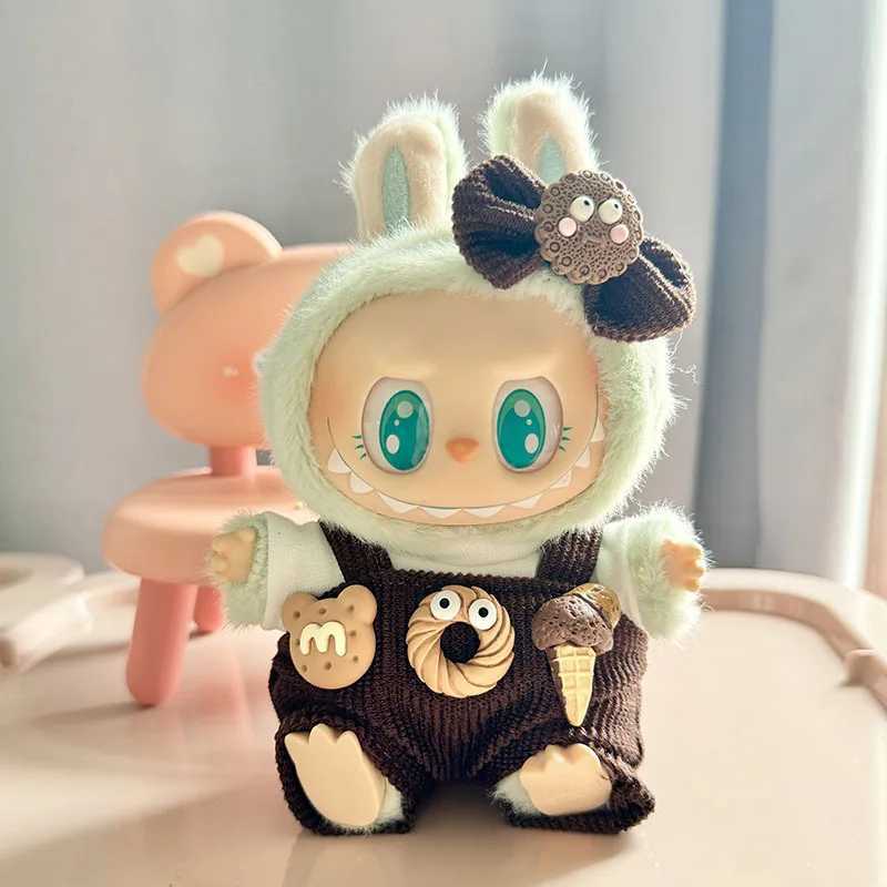17cm labubu clothes outfit Plush doll clothes sweet tube big mouth fish strap pants Macaron Cute Clothing DIY Kid GiftT250225