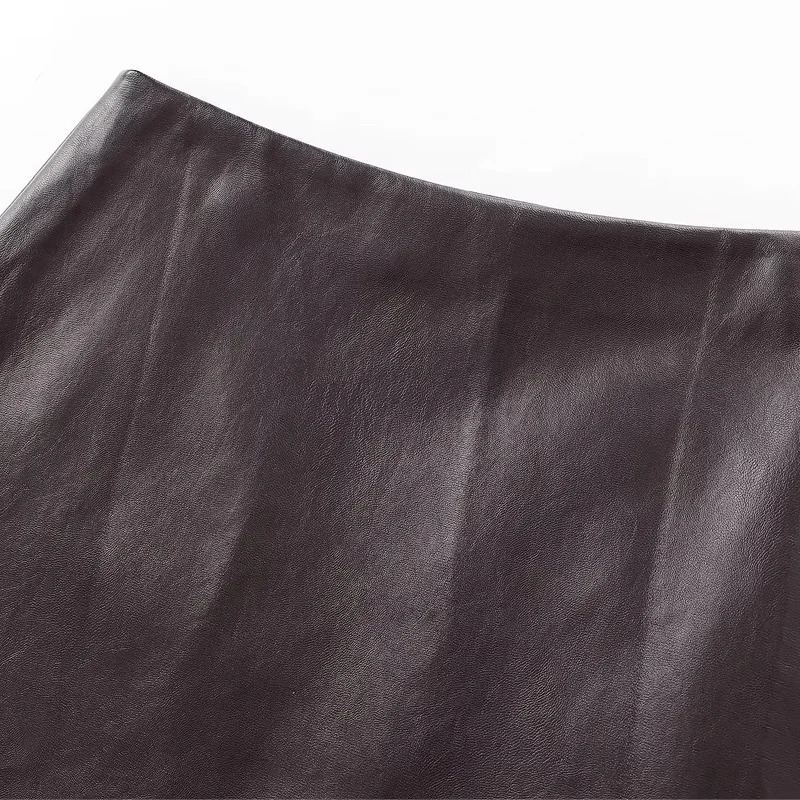TRAF Leather Mini Skirts Summer Womens Y2K Elegant Party Short Skirts Ladies Fashion Casual Office Brown Mini Skirts 250225